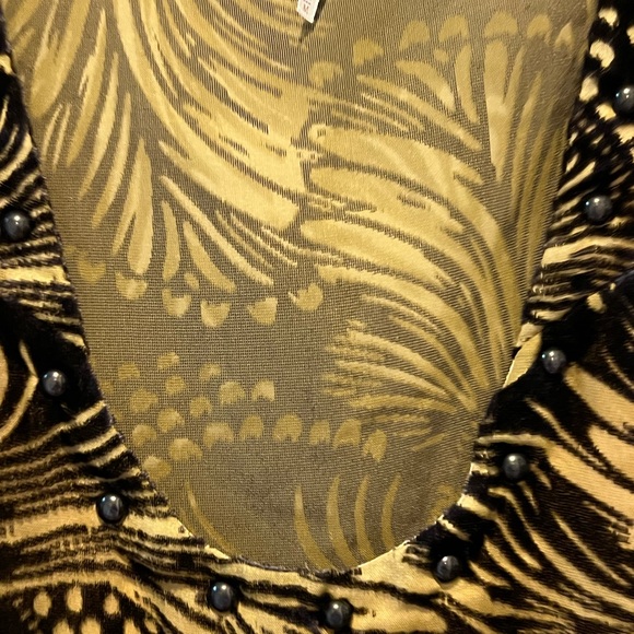 FREE PEOPLE ELLIE VELVET MINI DRESS SIZE MEDIUM BLACK/GOLD - Picture 12 of 15